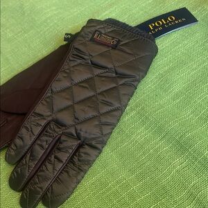 Polo by Ralph Lauren Black and Brown Quilted Men's Gloves